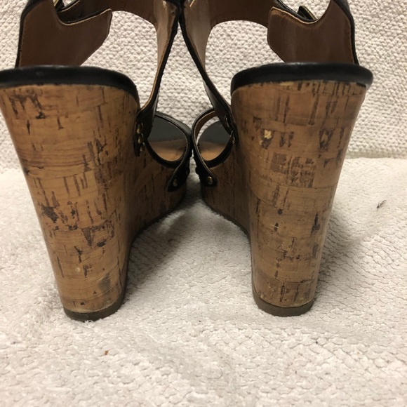 Neutral Brown Double Buckle Cork Wedges 7.5 - Picture 8 of 8